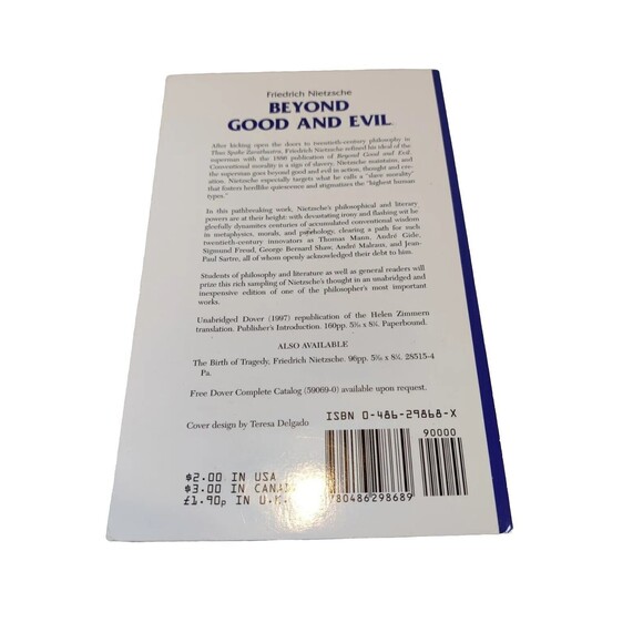 Beyond Good and Evil: Prelude to a Philosophy of the Future (Dover Thrift - GOOD - Picture 3 of 4